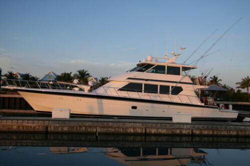Luxury Yacht Exterior at Sundown